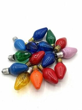 Vintage Mixed Lot 15 Christmas Light Bulbs C-7 C-9 GE Candelabra Multicolor
